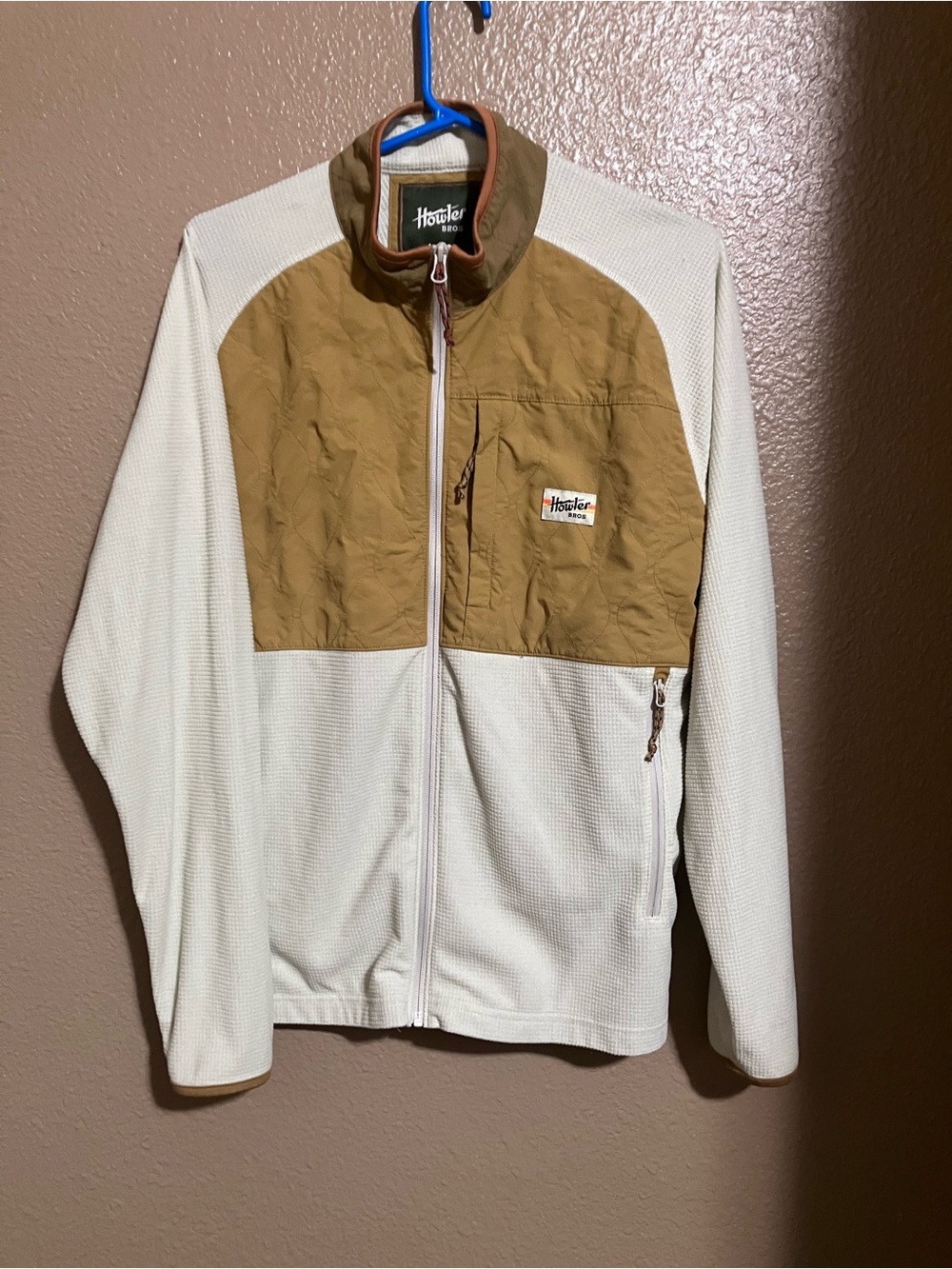 Howler Brothers White and Tan Full-Zip Men's Sweater Jacket